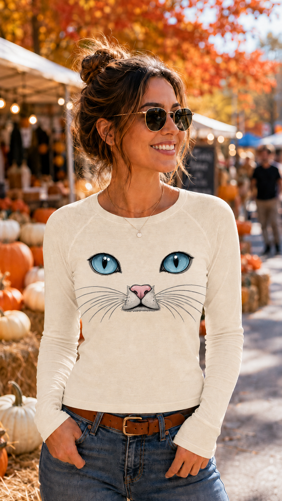 Cat Eyes Women’s Slim Raglan Long Sleeve T-Shirt