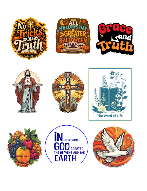 October Christian Sticker Set — 2 Glossy Vinyl Sheets