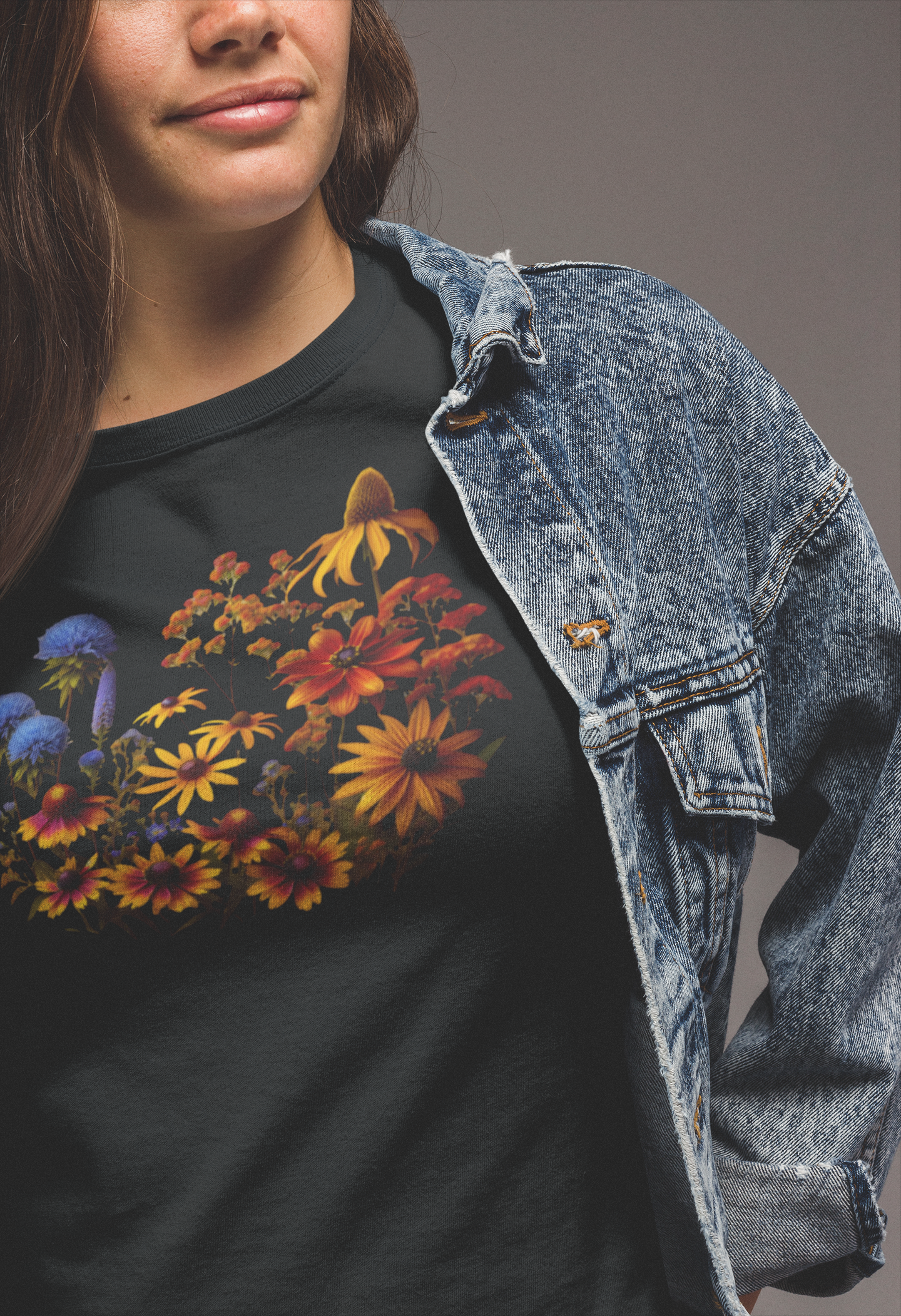 Fall Blooming Flowers T-Shirt - Featuring New England Aster, Helenium, Goldenrod, Geum, and Black-Eyed Susan