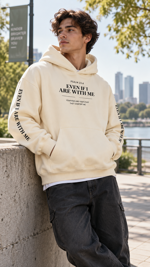 Psalm 23:4 For You Are With Me Christian Oversized Fleece Hoodie