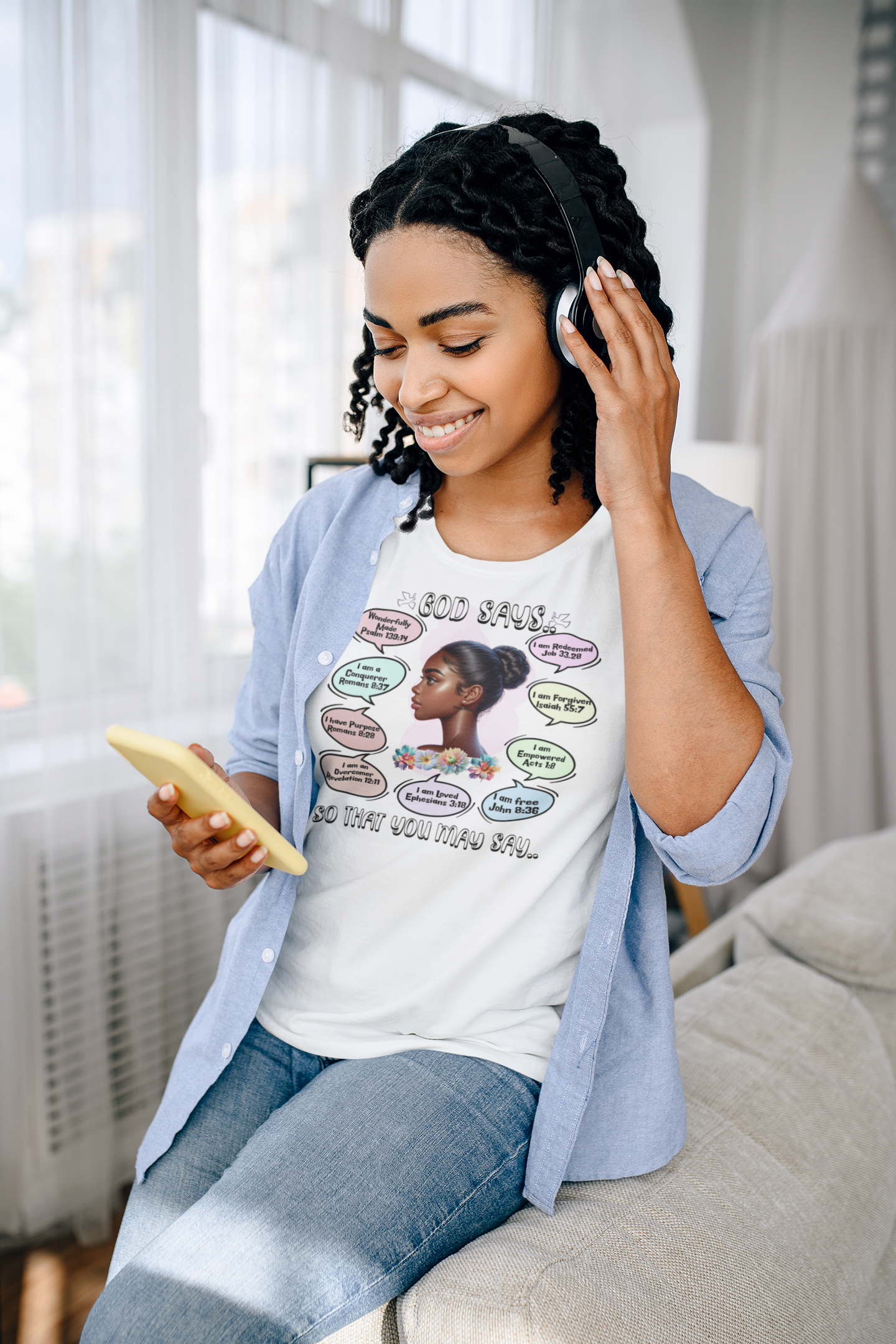 God Says, So That You May Say T-Shirt - Biblical Affirmations Design for Women of Color