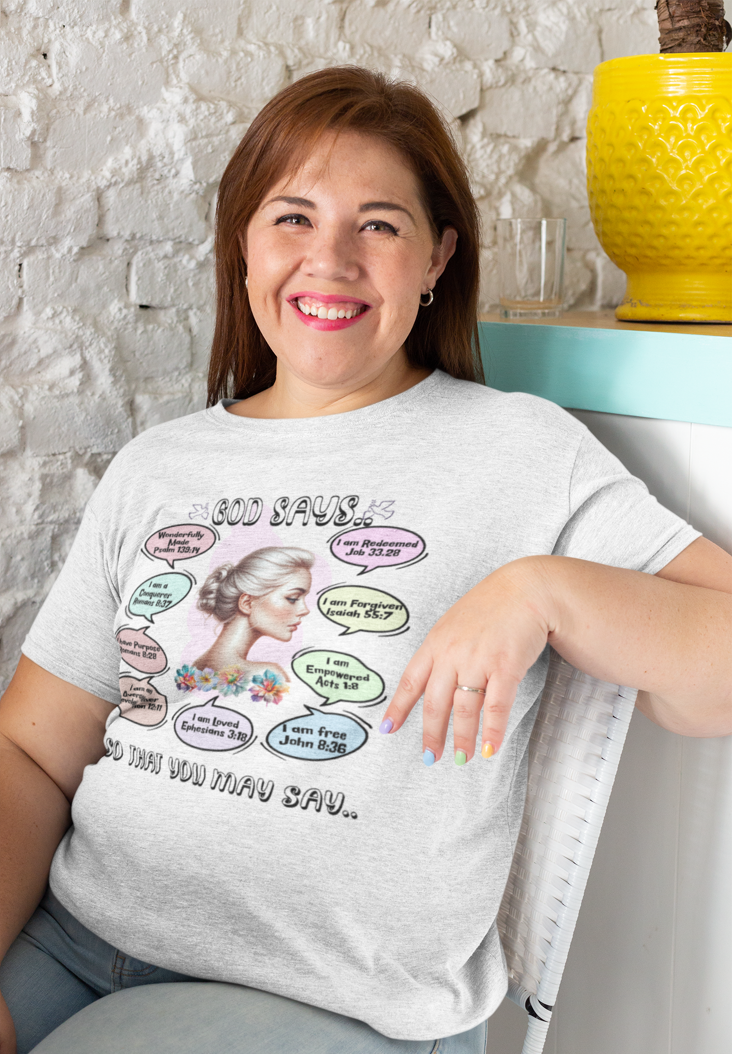 "God Says" T-Shirt - Biblical Affirmations Illustration designed for Woman