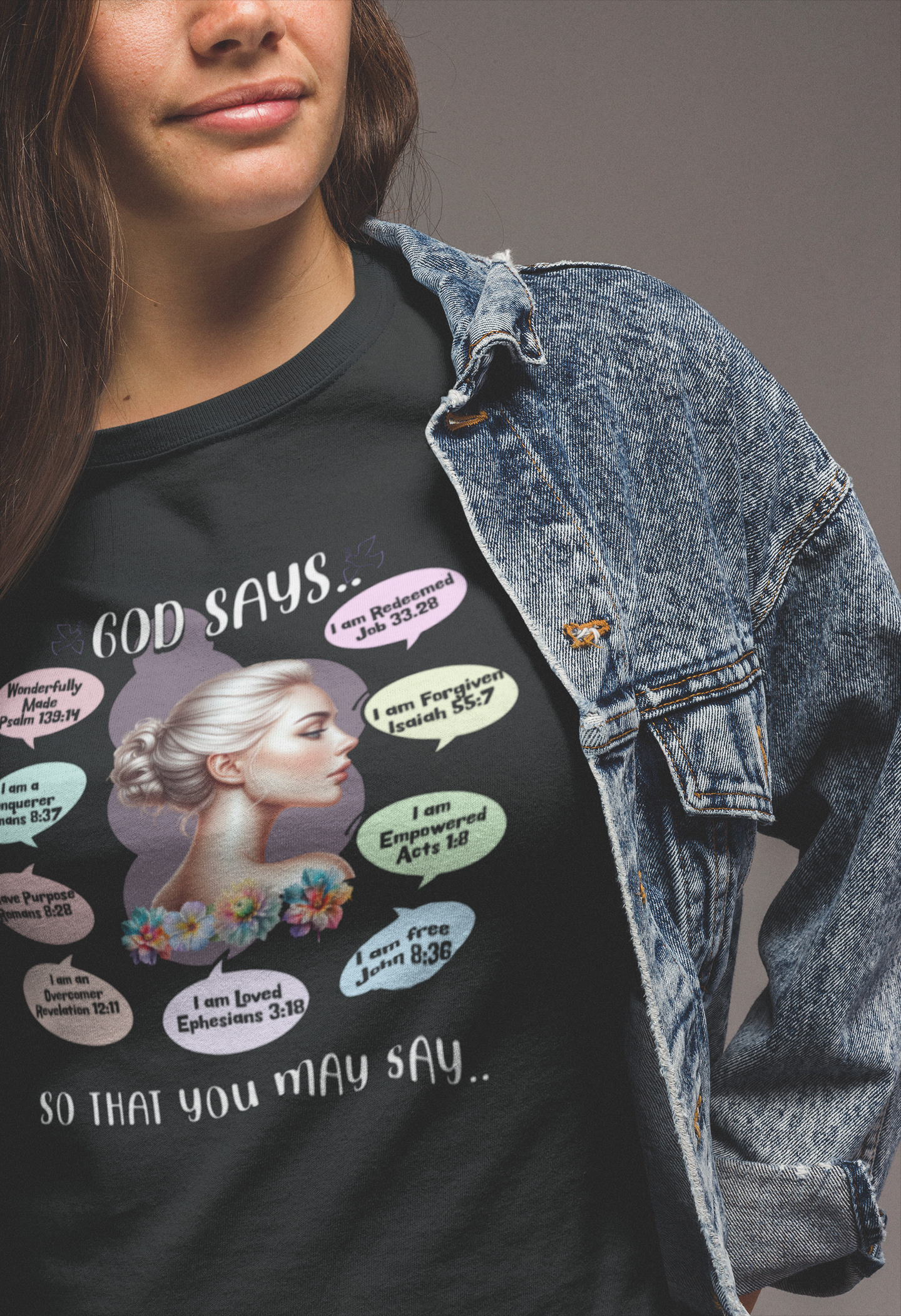 "God Says" T-Shirt - Biblical Affirmations Illustration designed for Woman