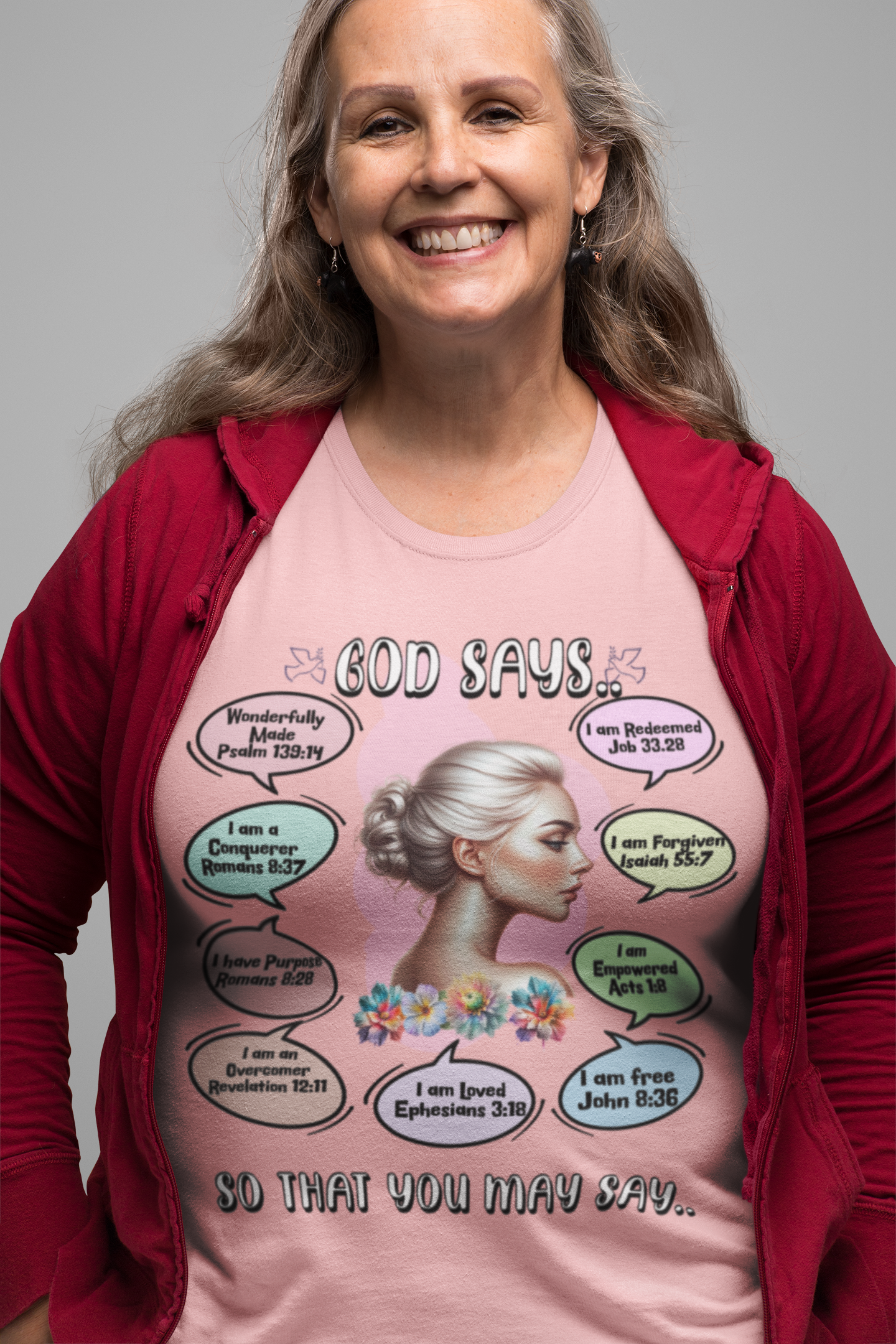 "God Says" T-Shirt - Biblical Affirmations Illustration designed for Woman