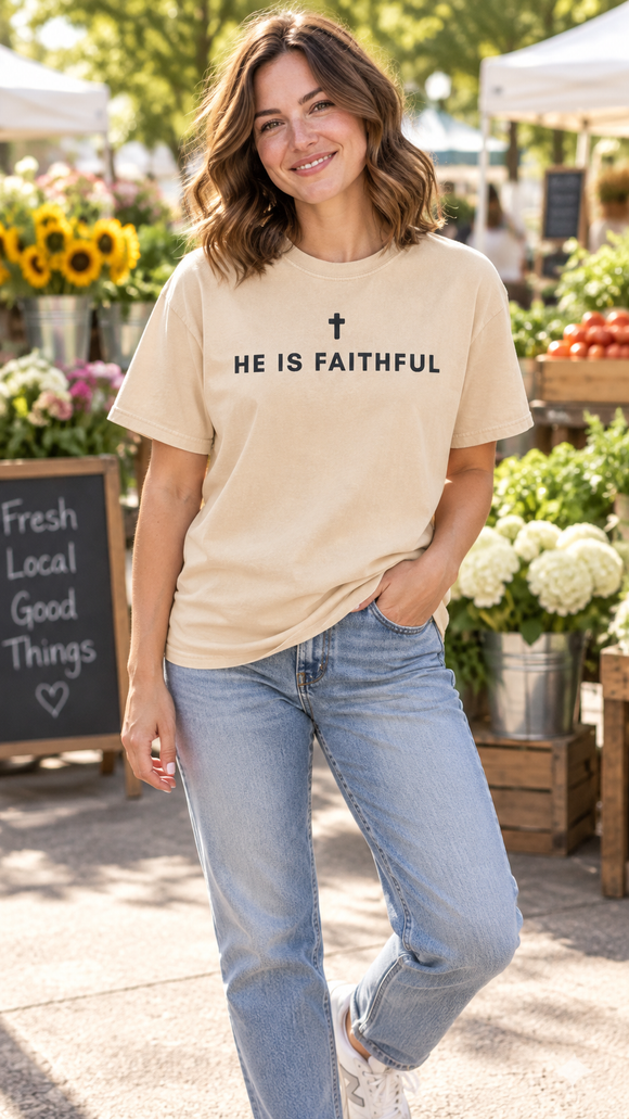 He Is Faithful Christian T-Shirt | Comfort Colors 1717