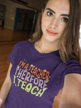 I'm a Teacher Therefore I Teach Retro Colorful Teacher T-Shirt