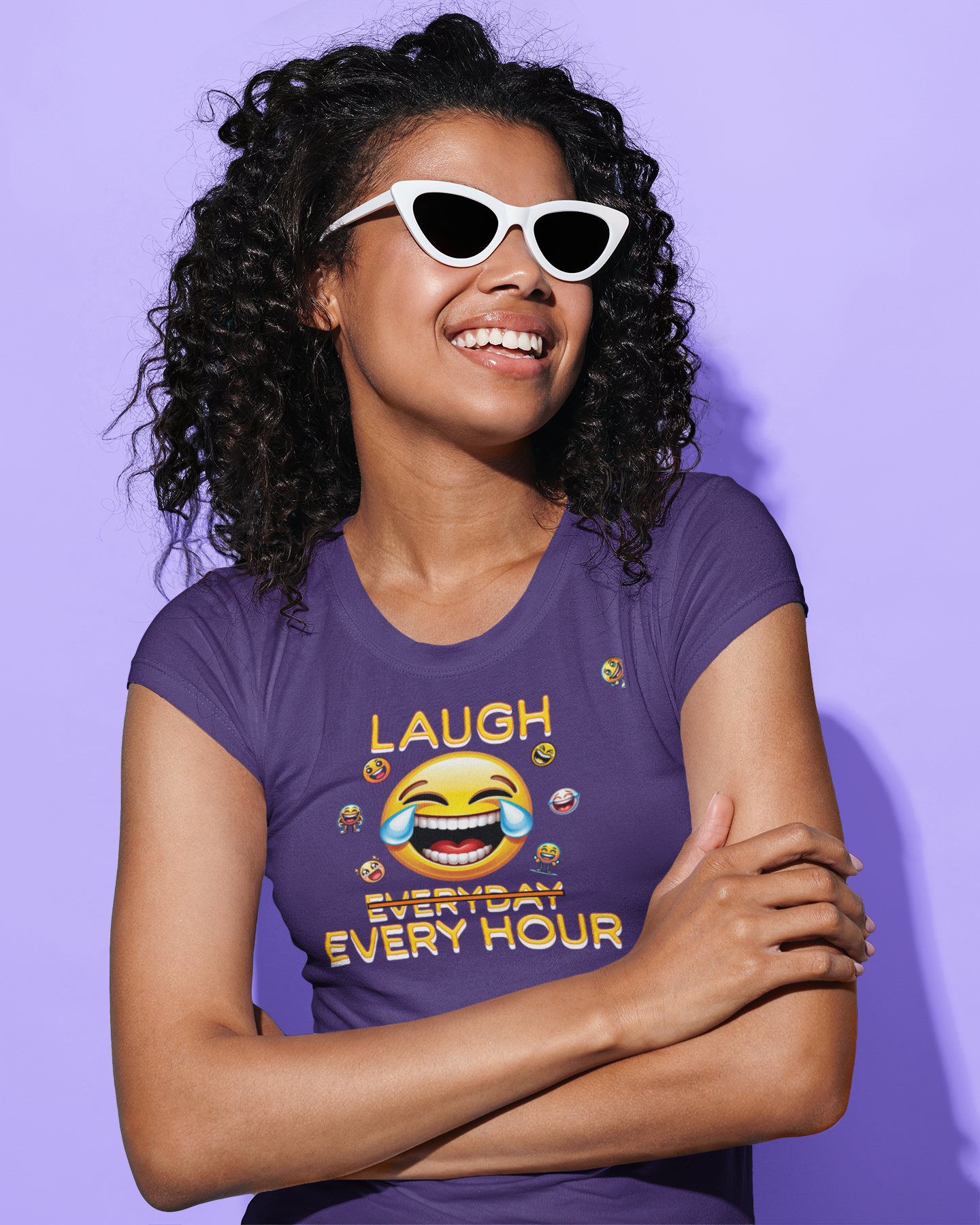 Laugh Every Day Humorous T-Shirt Purple