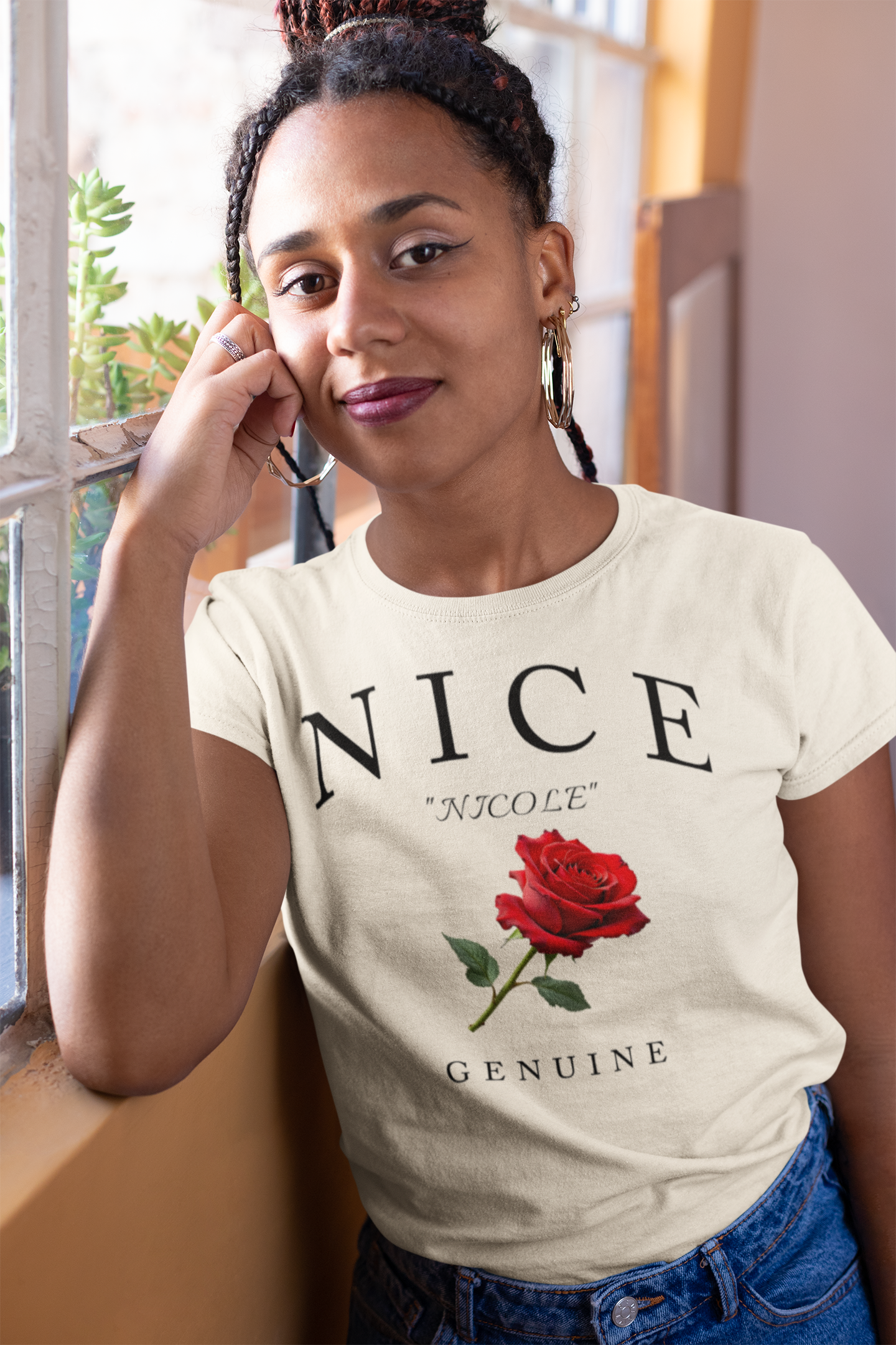 Personalized NICE Comfort Colors 1717 Red Rose T-Shirt