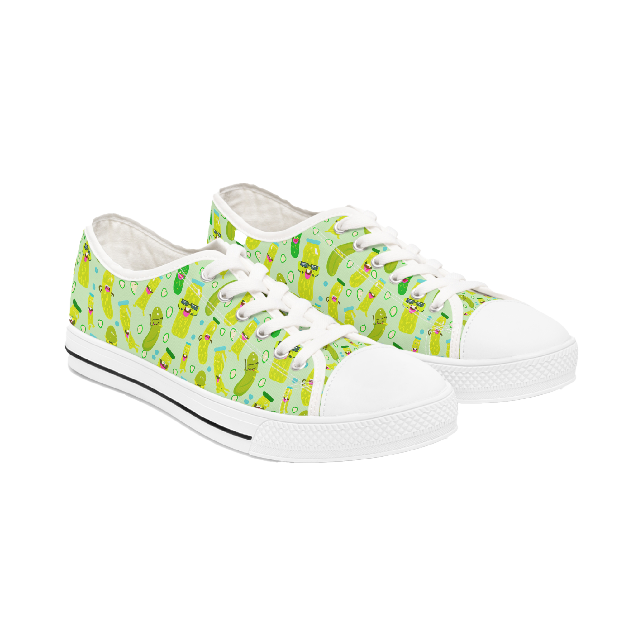 Women's Happy Pickle Pattern Sneakers - Fun & Quirky Casual Shoes Low Top