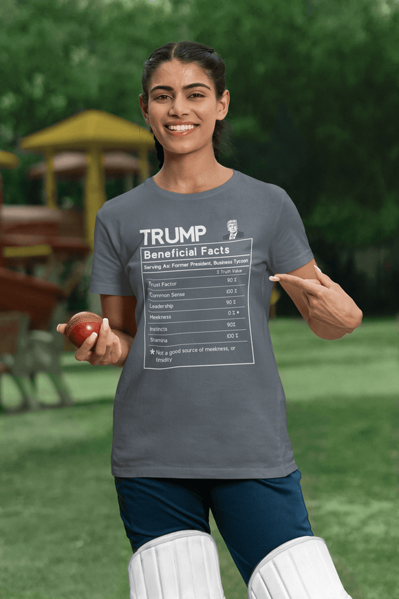 Donald Trump Beneficial Facts Political Satire T-Shirt - Nutrition Label Design