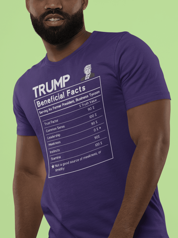Donald Trump Beneficial Facts Political Satire T-Shirt - Nutrition Label Design
