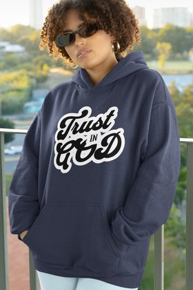 Trust In God Retro Hoodie – Christian Faith Streetwear | Vintage Script Design