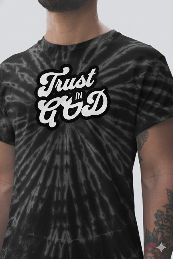 Trust in God Tonal Spider Tie-Dye T-Shirt – Faith-Inspired Retro Christian Tee