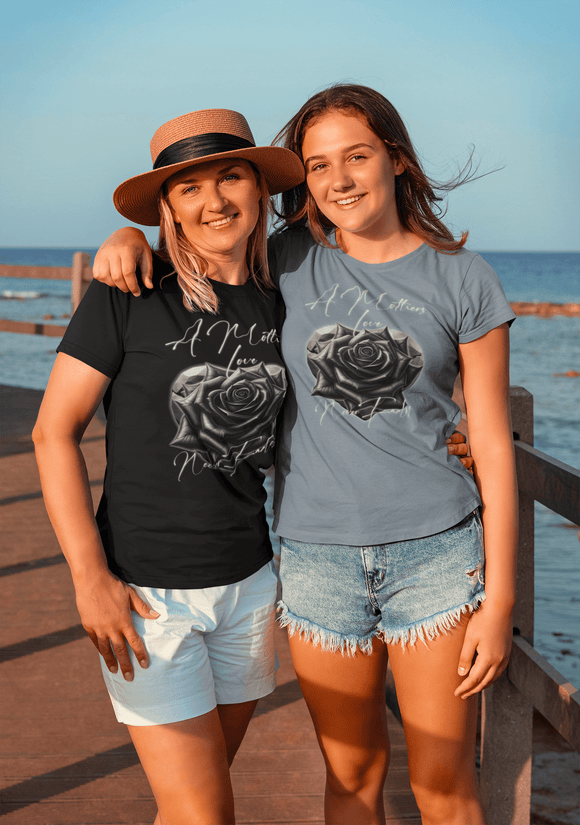 A Mother's Love Never Fades Black Rose Graphic Tee Memorial Mother's Day Shirt - Encore2woBlue JeanS