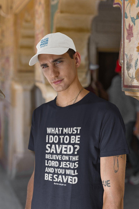Acts 16:30 - 31 Scripture Tee | Faith & Salvation Message - Encore2woTeam PurpleS
