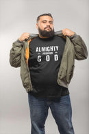 Almighty Is A Pronoun for God T-Shirt, Text - Based Christian Faith - Inspired Apparel - Encore2woBlackS