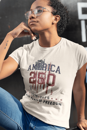 America 250 T-Shirt | 1776–2026 250 Years of Freedom Patriotic July 4th Tee - Encore2woIvoryS