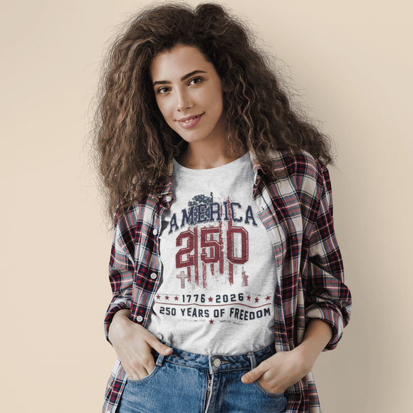 America 250 T-Shirt | 1776–2026 250 Years of Freedom Patriotic July 4th Tee - Encore2woWhiteS