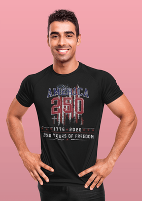 America 250 T-Shirt | 1776–2026 250 Years of Freedom Patriotic July 4th Tee - Encore2woBlackS