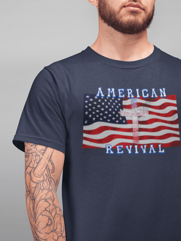 American Revival Christian Patriotic Graphic Tee Faith and Freedom Shirt - Encore2woRedS