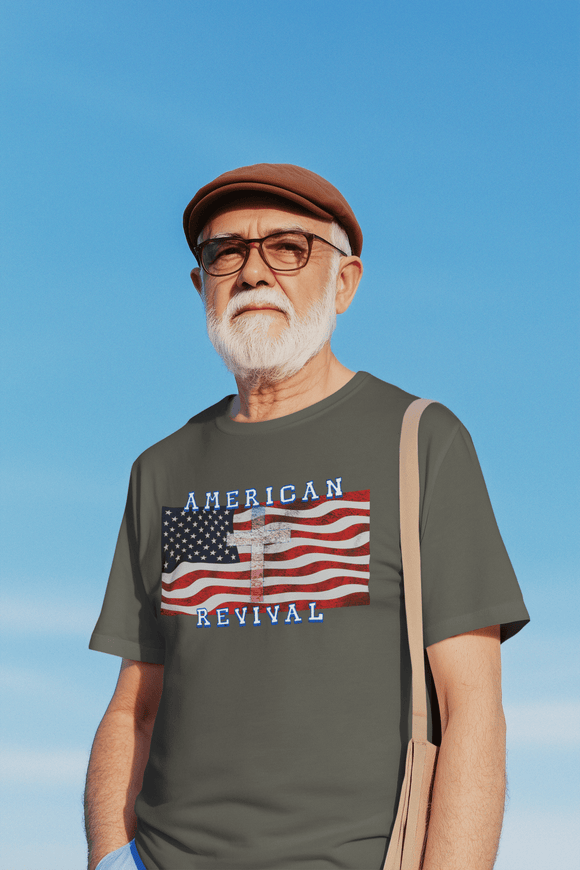 American Revival Christian Patriotic Graphic Tee Faith and Freedom Shirt - Encore2woRedS