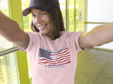 American Revival Christian Patriotic Graphic Tee Faith and Freedom Shirt - Encore2woPinkS