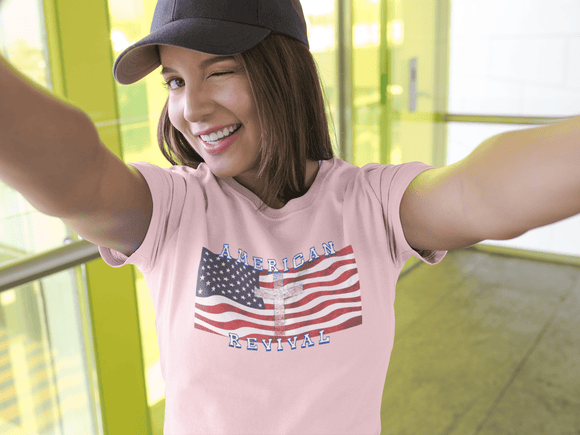 American Revival Christian Patriotic Graphic Tee Faith and Freedom Shirt - Encore2woPinkS