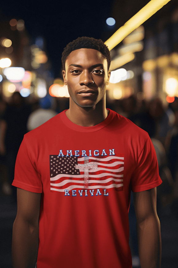 American Revival Christian Patriotic Graphic Tee Faith and Freedom Shirt - Encore2woRedS
