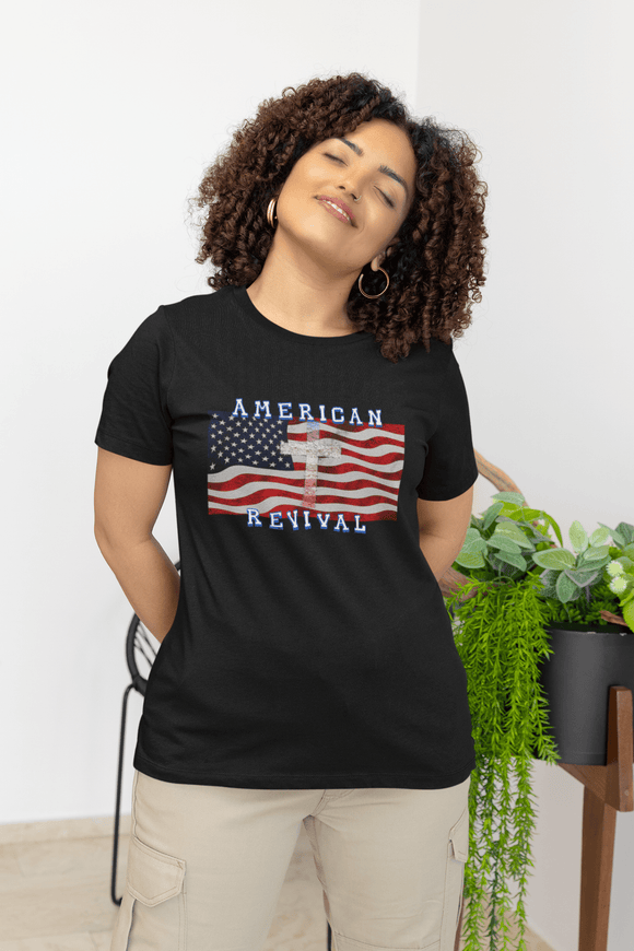 American Revival Christian Patriotic Graphic Tee Faith and Freedom Shirt - Encore2woRedS