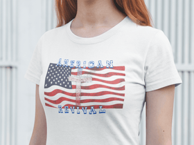 American Revival Christian Patriotic Graphic Tee Faith and Freedom Shirt - Encore2woWhiteS