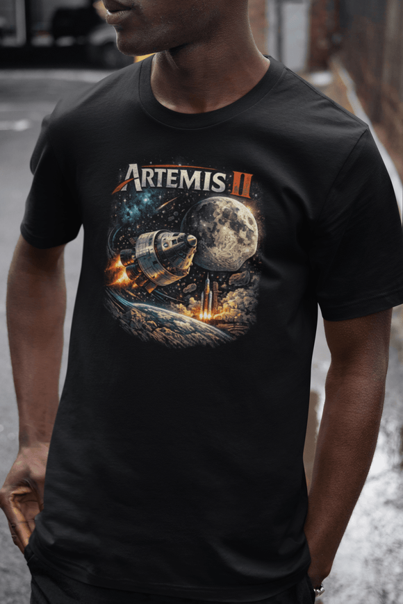 Artemis II Lunar Mission Graphic Tee NASA Inspired Space Exploration Shirt - Encore2woBlackS