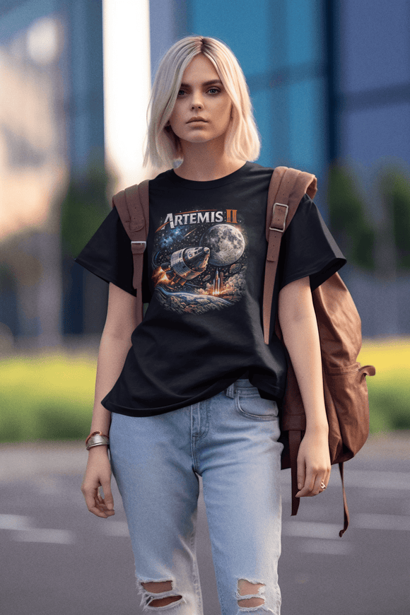 Artemis II Lunar Mission Graphic Tee NASA Inspired Space Exploration Shirt - Encore2woBlackS