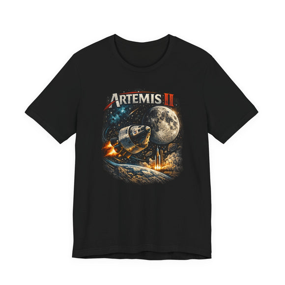 Artemis II Lunar Mission Graphic Tee NASA Inspired Space Exploration Shirt - Encore2woBlackS