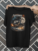 Artemis II Lunar Mission Graphic Tee NASA Inspired Space Exploration Shirt - Encore2woBlackS