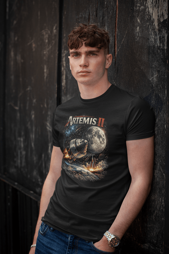 Artemis II Lunar Mission Graphic Tee NASA Inspired Space Exploration Shirt - Encore2woBlackS
