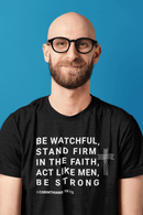 Be Watchful Stand Firm in the Faith Christian Scripture Tee - Encore2woTeam PurpleS