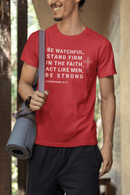 Be Watchful Stand Firm in the Faith Christian Scripture Tee - Encore2woTeam PurpleS