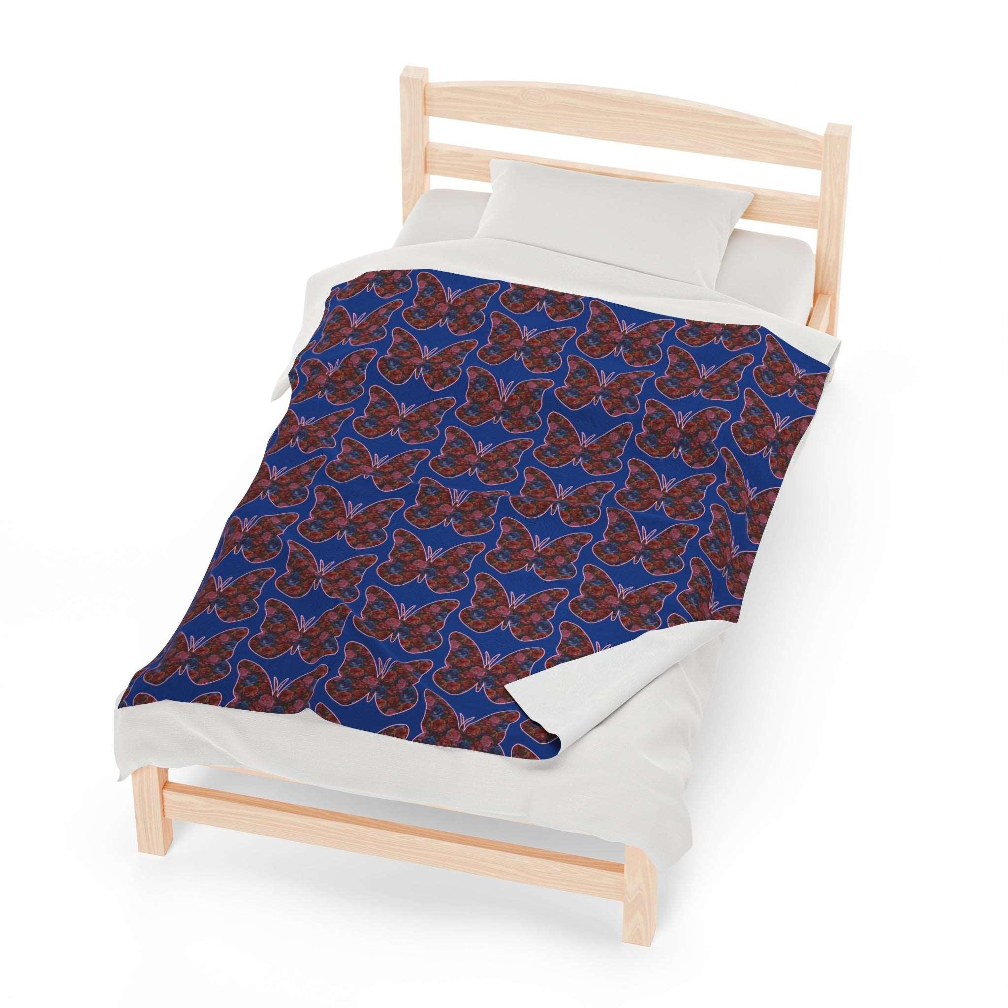 Beautiful Buttefly With Floral Pattern Velveteen Plush Blanket - Encore2wo50" × 60"