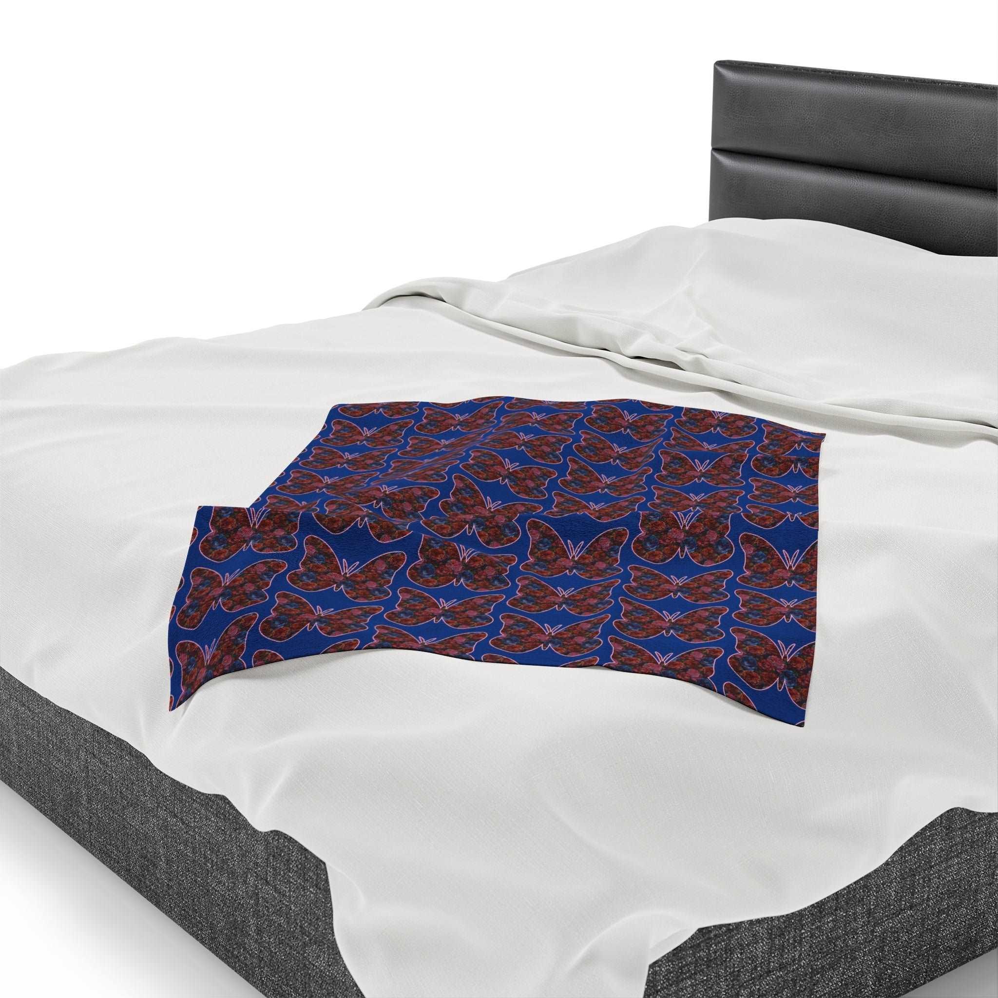 Beautiful Buttefly With Floral Pattern Velveteen Plush Blanket - Encore2wo50" × 60"