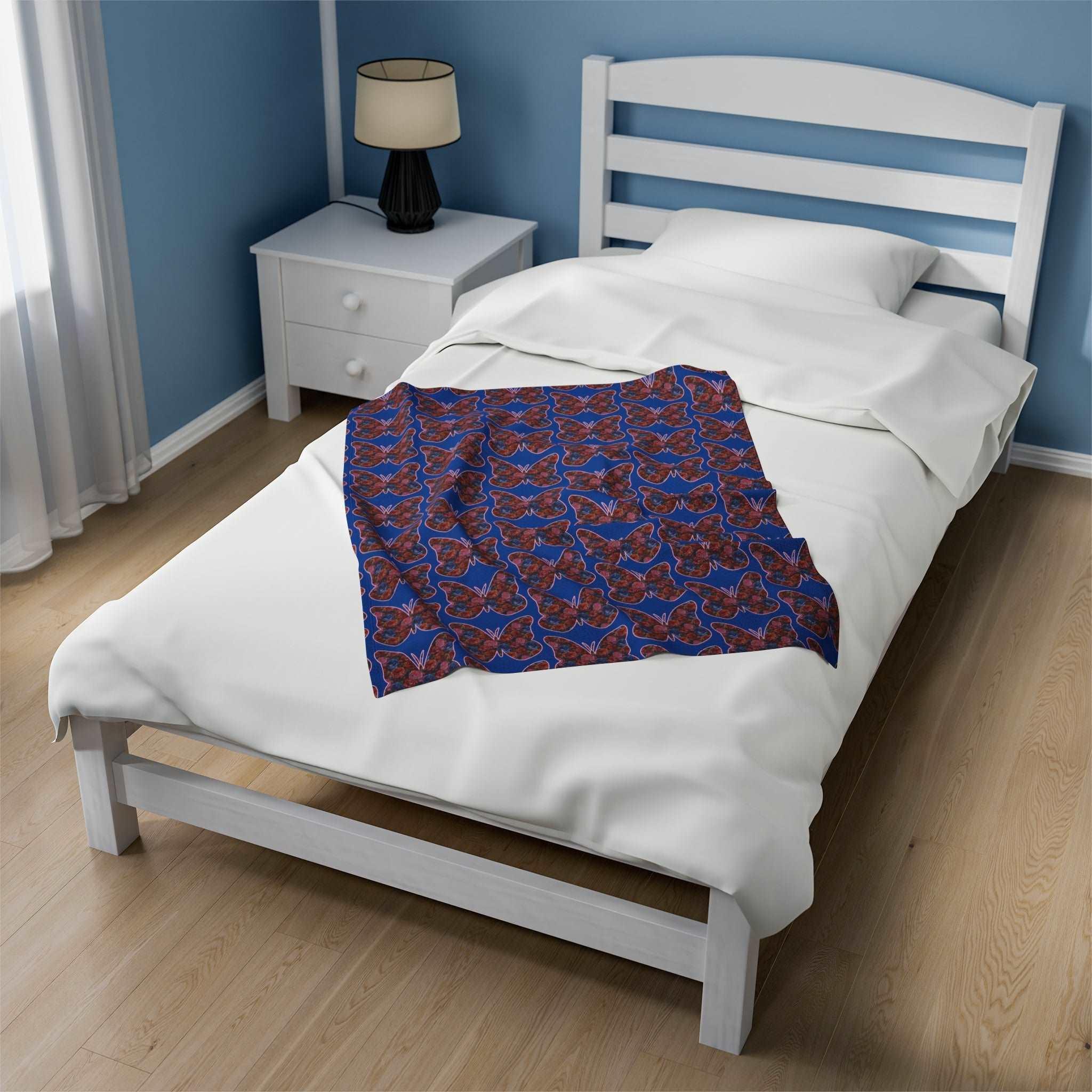 Beautiful Buttefly With Floral Pattern Velveteen Plush Blanket - Encore2wo50" × 60"