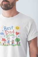 Best Dad 2026 Shirt, Fathers Day Shirt, Cute Dad Gift From Kids, Child Drawing Comfort Colors 1717 Tee - Encore2woNavyS