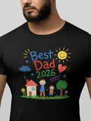 Best Dad 2026 Shirt, Fathers Day Shirt, Cute Dad Gift From Kids, Child Drawing Comfort Colors 1717 Tee - Encore2woNavyS