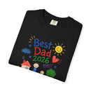 Best Dad 2026 Shirt, Fathers Day Shirt, Cute Dad Gift From Kids, Child Drawing Comfort Colors 1717 Tee - Encore2woNavyS