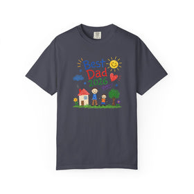 Best Dad 2026 Shirt, Fathers Day Shirt, Cute Dad Gift From Kids, Child Drawing Comfort Colors 1717 Tee - Encore2woNavyS