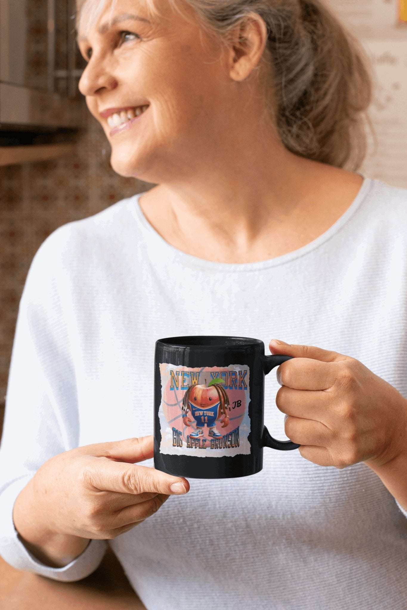 Big Apple Brunson Coffee Mug - JB Apple in Knickerbockers Jersey, 11oz Black Mug - Encore2wo11oz