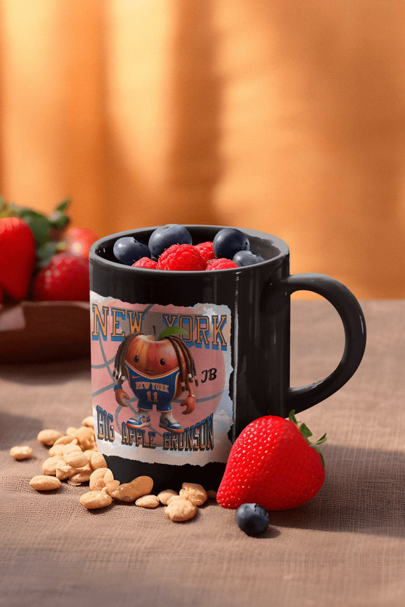 Big Apple Brunson Coffee Mug - JB Apple in Knickerbockers Jersey, 11oz Black Mug - Encore2wo11oz