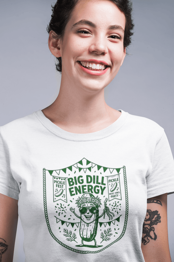 Big Dill Energy Pickle Fest Graphic Tee Funny Food Festival Shirt - Encore2woWhiteS