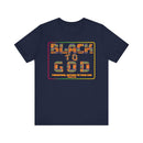 Black to God Faith T-Shirt - Kente Print with Hosea 12:6 - Encore2woNavyS