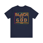 Black to God Faith T-Shirt - Kente Print with Hosea 12:6 - Encore2woNavyS