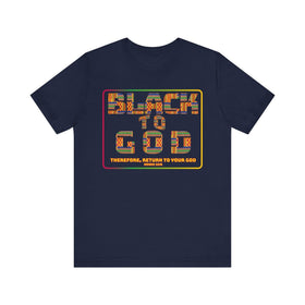 Black to God Faith T-Shirt - Kente Print with Hosea 12:6 - Encore2woNavyS